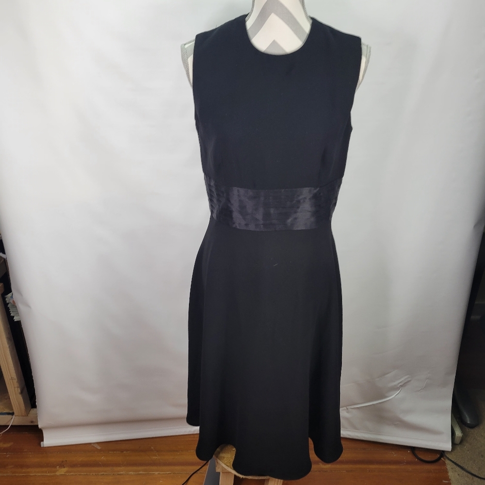 Talbots LBD with Silk Cummerbund Zip Back Lined Sleeveless Size 8 Holiday Party